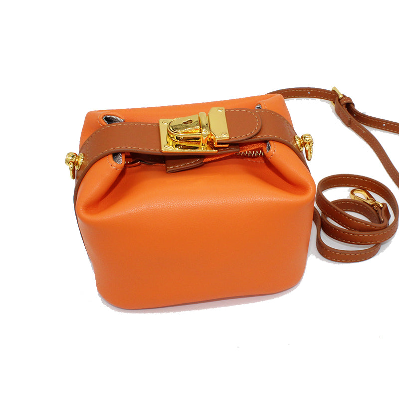 LUIS NEGRI BAULETTO CLASSIC ORANGE SILVER BOX BAG - Luis Negri Bags