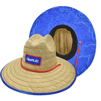 Qwave Packable Stone-Washed Straw Lifeguard Hat for Men and Women - Beach  Straw Hat Protects from Summer Sun - Gnarly Navy