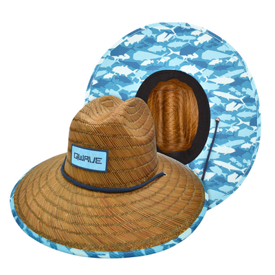 Qwave Mens Straw Hat - Cool Fishing Print Designs, Beach Gear Sun Hats for  Men Protects from Summer Sun - Lifeguard Hat - Rainforest Palms