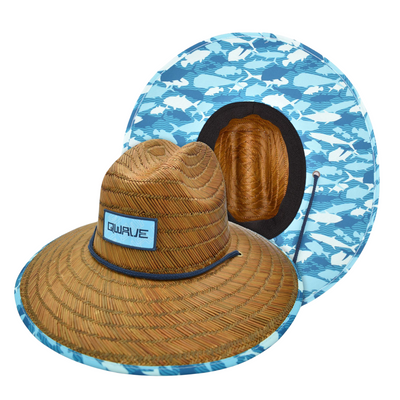 Qwave Mens Straw Hat - Cool Fishing Print Designs, Beach Gear Sun