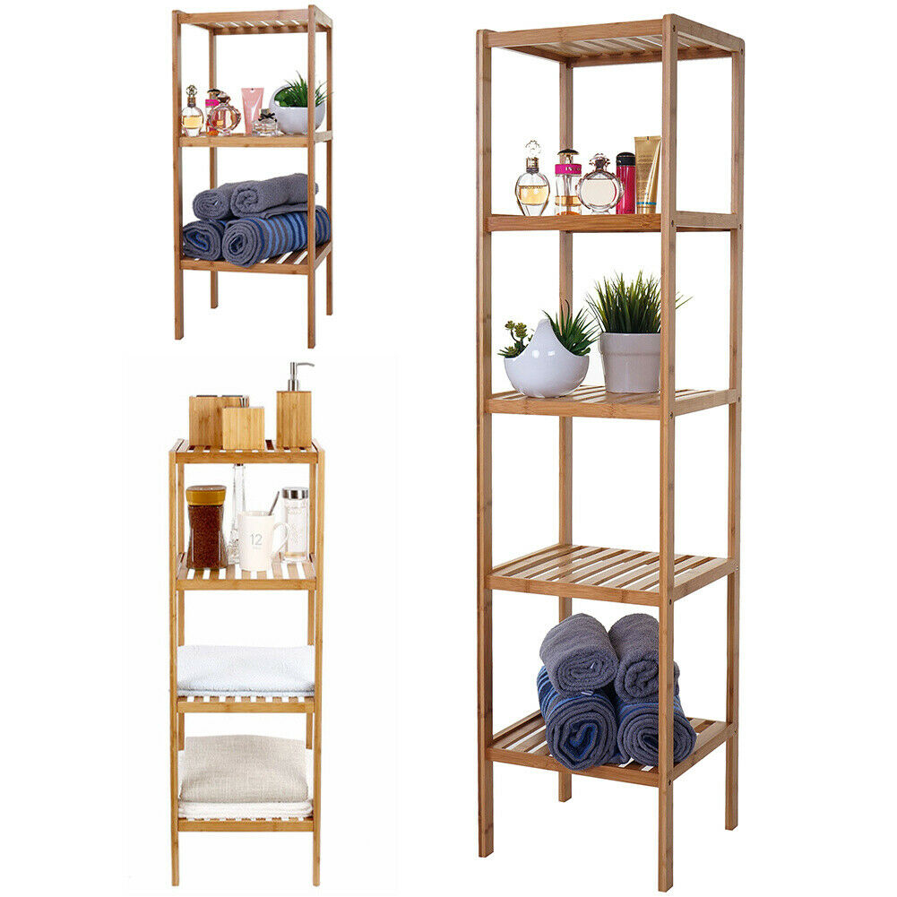 Book Shelf Unit Bamboo Bookcase Bathroom Kitchen Storage Rack Display ...