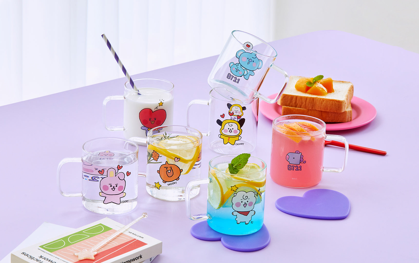 BT21 GLASS CUP SET - LINE FRIENDS_US