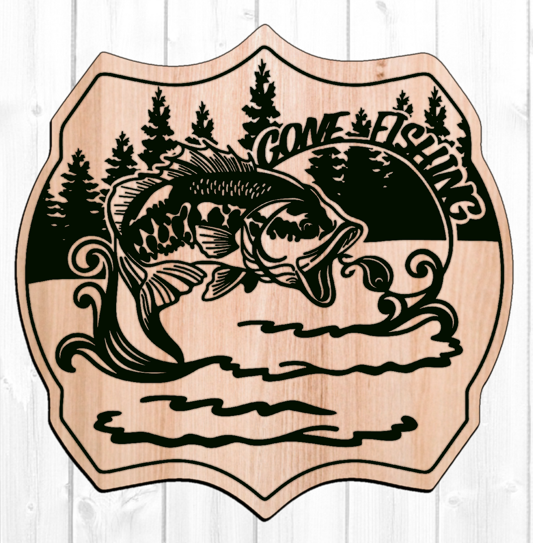 Download Bass Gone Fishing Sign Svg Glowforge Cut Files Craftylasercut