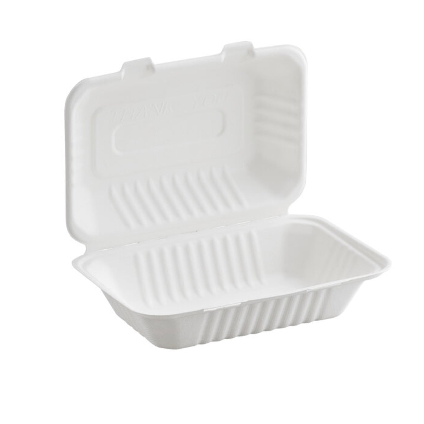 EcoToGo™ 9" x 6" x 3" 1-Comp Clamshell Compostable PFAS-Free Bagasse Take-Out Box - 200/Case
