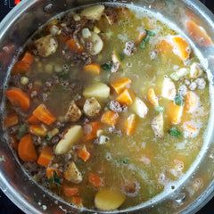 cheeseburger soup in pot