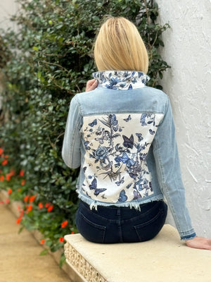 The Light Denim Jacket -Adore Blue Butterflies - Baldwin Bred Boutique