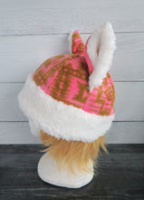 Load image into Gallery viewer, Pink Aztec Cat Fleece Hat - Sherpa Hat
