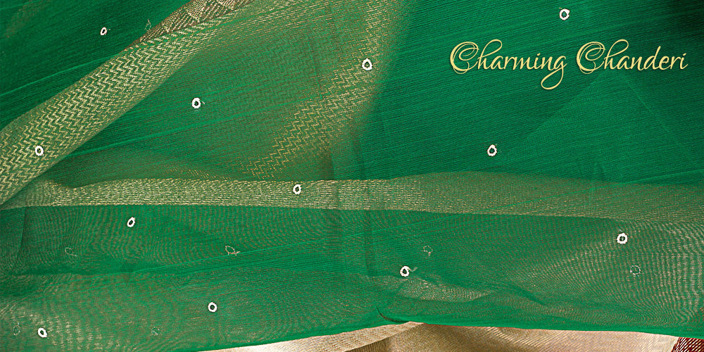 Charming Chanderi - Silk cotton embroidered saree by Chakor