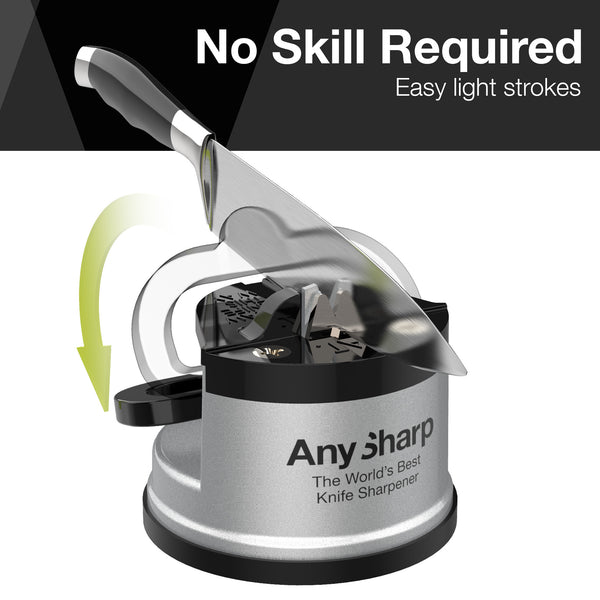 AnySharp Safer Hands-Free Knife Sharpener, Elite, Silver