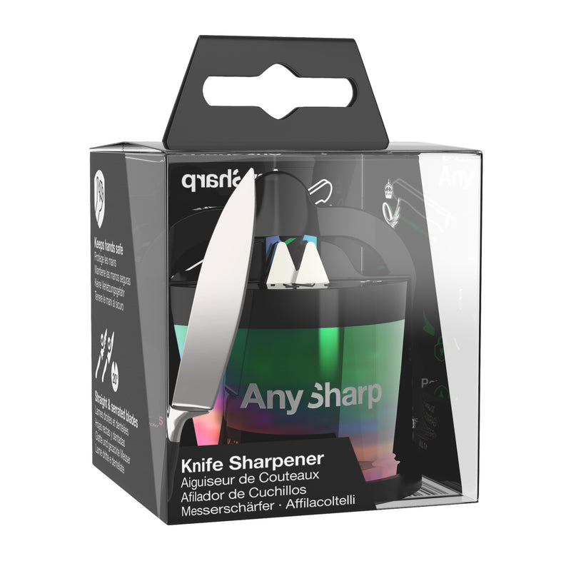 AnySharp Pro Safer Hands-Free Knife Sharpener, Excel, Oil Slick