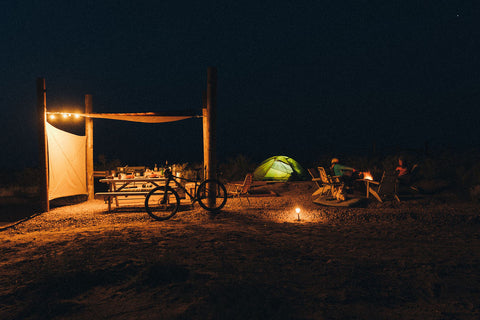 Camping at night in the great sand dunes national park in Colorado 