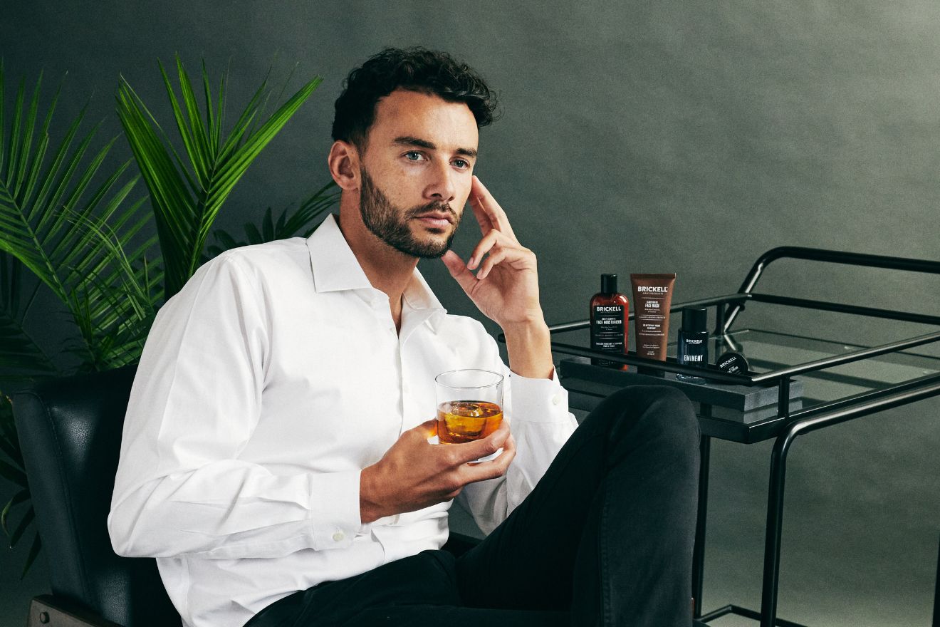 Man drinking whiskey