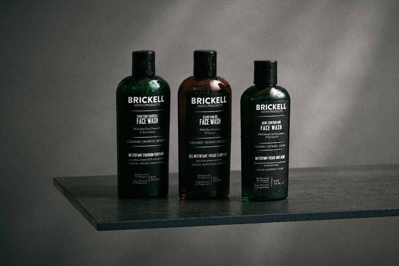 Three men's face washes