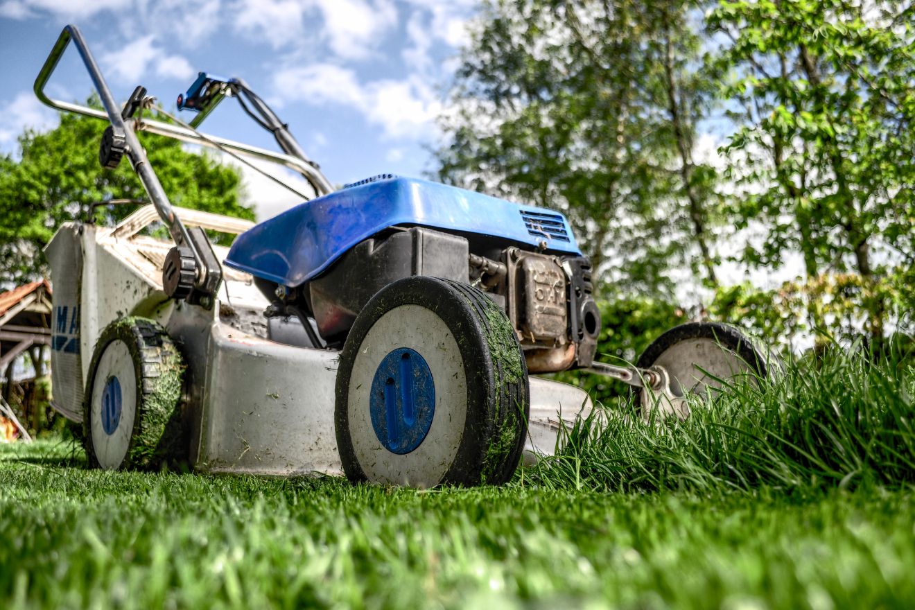 lawnmower cutting grass