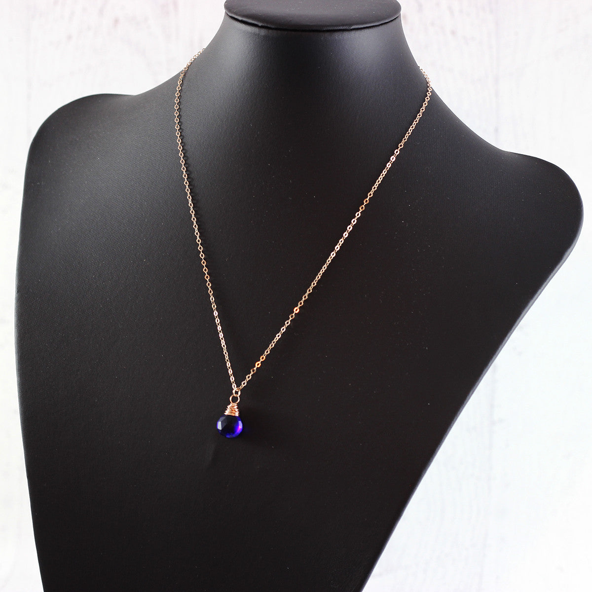 Royal Blue Quartz Rose Gold Necklace – Starletta Designs