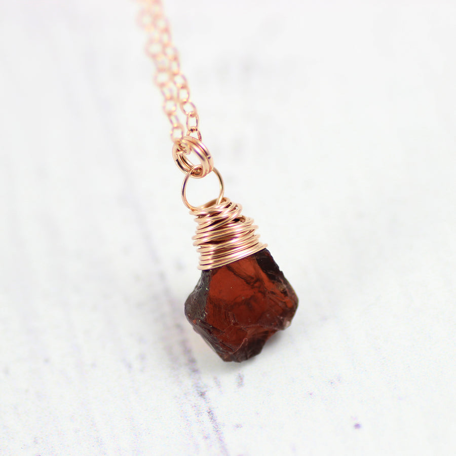 raw garnet necklace