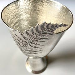 sterling silver chalice wine vessel, hand hammered