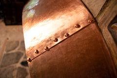 custom hammered and riveted copper fireplace hood