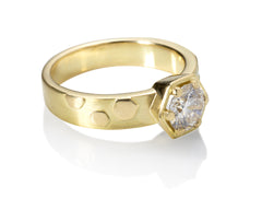 handcrafted 18k honeycomb inspired engagement ring