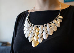 Scales of Silver and Gold necklace, DMG Designs Handcrafted Maine USA