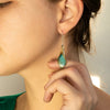 Calla Lily Dangle Earrings in Green Brass