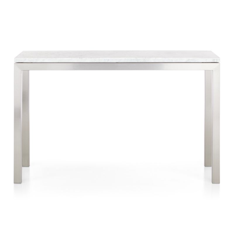 Parsons White Marble Top/Stainless Steel Base 48x16 Console Table