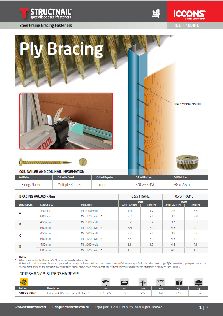 ICCONS Structnail Catalogue page.