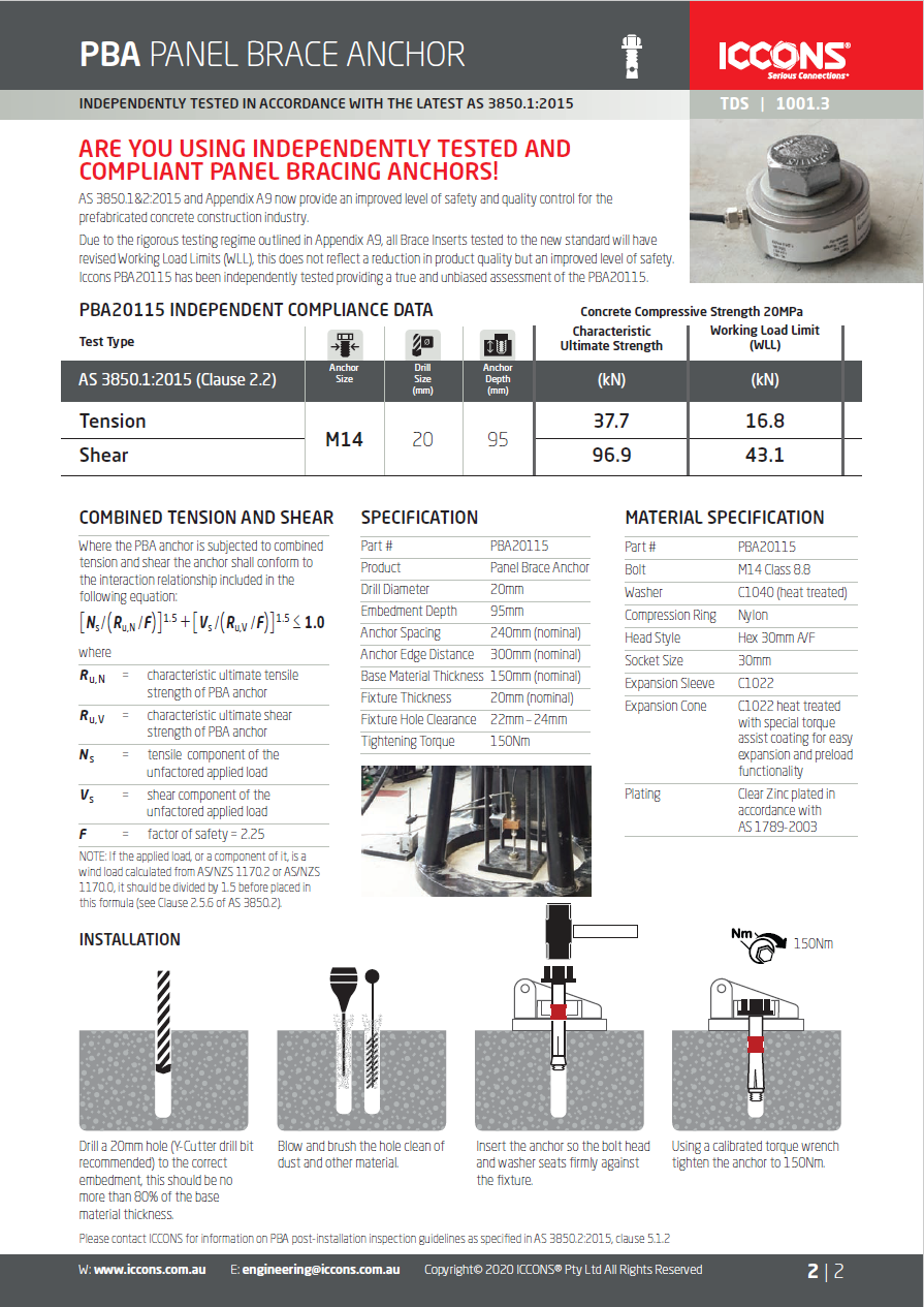 Panel Brace Anchor catalogue page image.