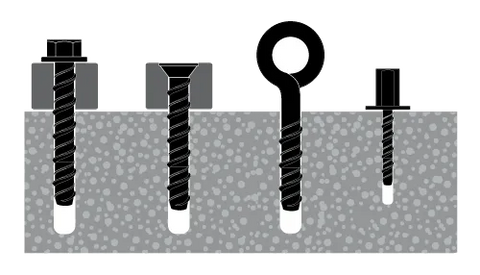 Screw bolt installation image, bolt types
