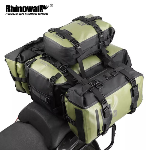  Rhinowalk Motorcycle Travel Luggage, Expandable motorcycle tail  bag 35L,Waterproof All Weather/Trunk/Rack Bag with Sissy Bar Straps-Carbon  Black : Automotive