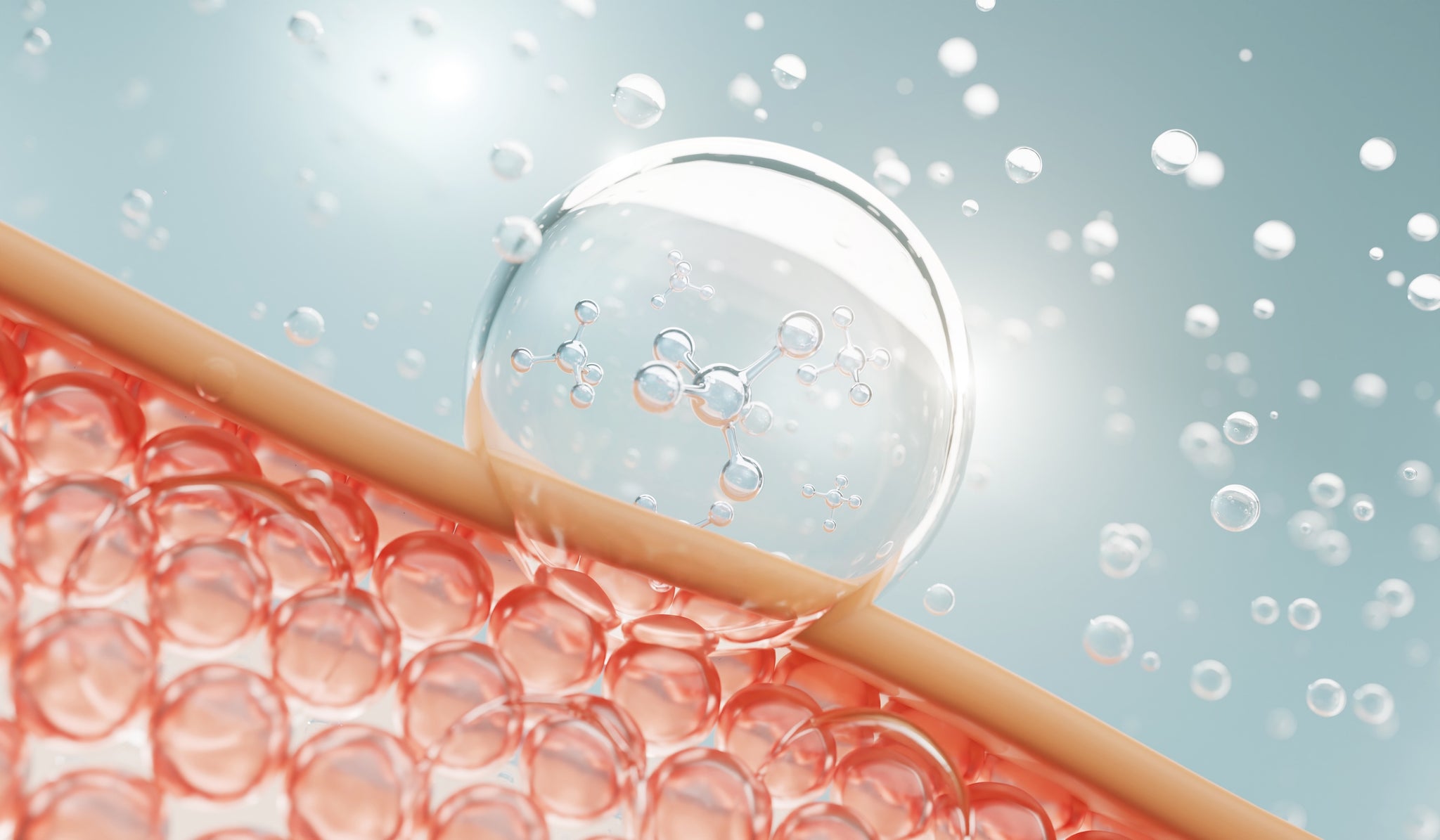 Water bubble on skin, 3D rendering