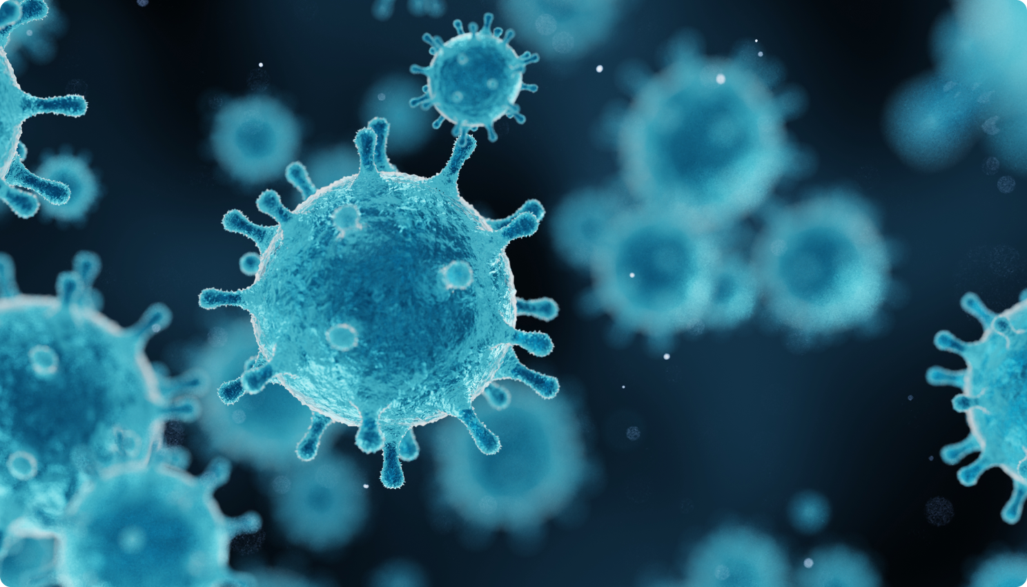 Render of a respiratory virus is shown.