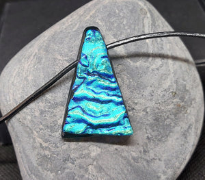 Blue Pyramid Shaped Aurora Pendant Necklace - Dichroic glass