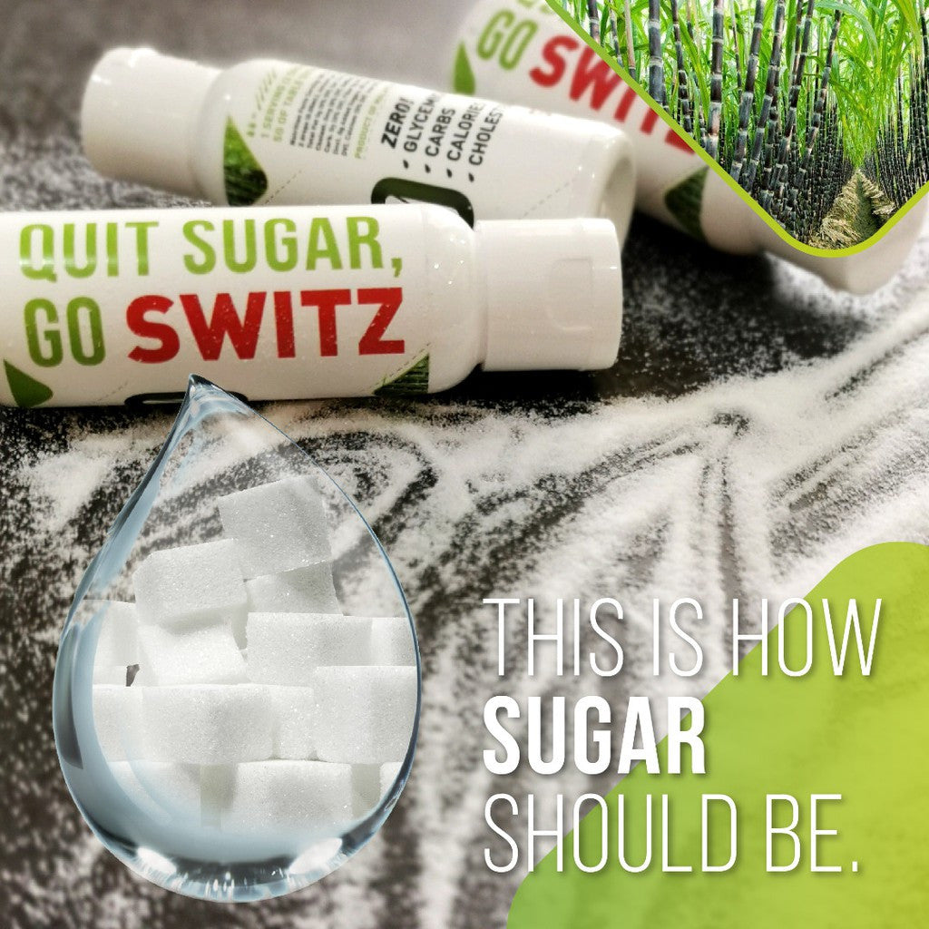 Switz Healthy Sugar / Sweetener Drops. 0 GI & 0 Calorie. Made from Sugar Cane. Halal (25ml/bottle)