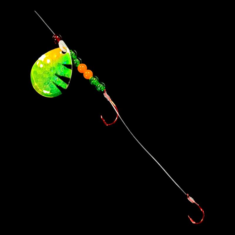 Golden Perch Crawler Harness SINGLE-TREBLE Hook Harness / #5 Colorado Blade Harness / 60 Fluorocarbon Leader