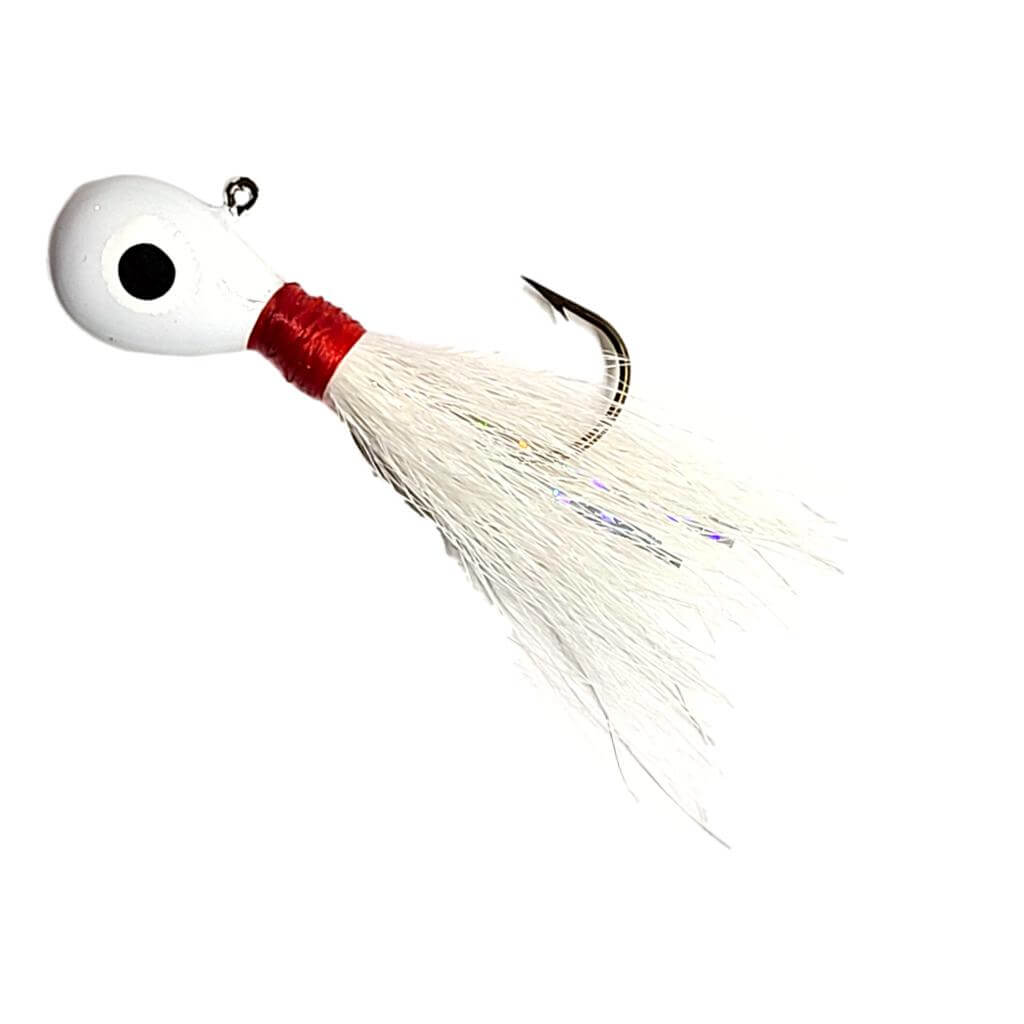 Red White Flat Head Bucktail Jig – Bago Lures
