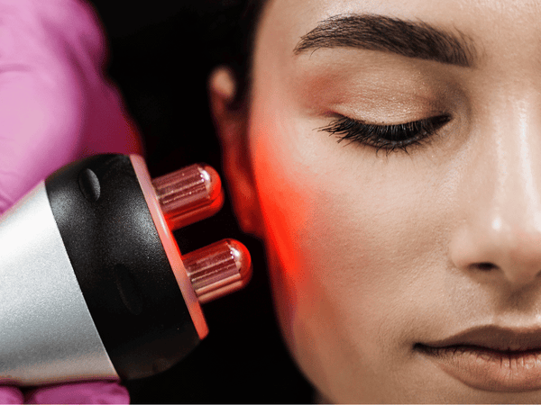 an image of a woman getting radio frequency skin tightening treatment.