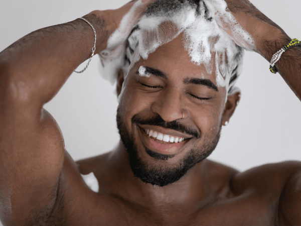 an image of a man taking a bath.