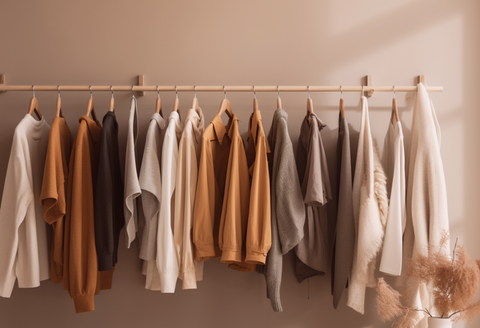 Clothing For Parkinson’s Patients: a clothing rack with clothing in a fall-colored theme