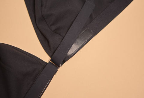 what is an adaptive bra? a close up of the velcro front closure on the Springrose adaptive bra