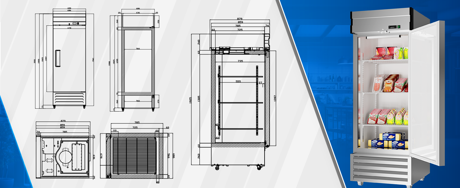 KICHKING Commercial Reach-In Refrigerator