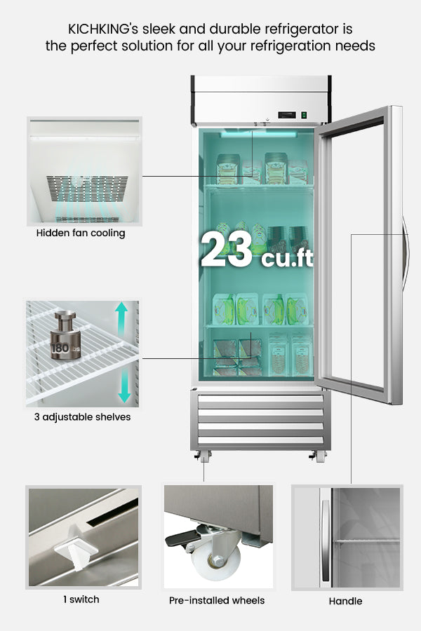 KICHKING Commercial Reach-In Refrigerator Merchandiser