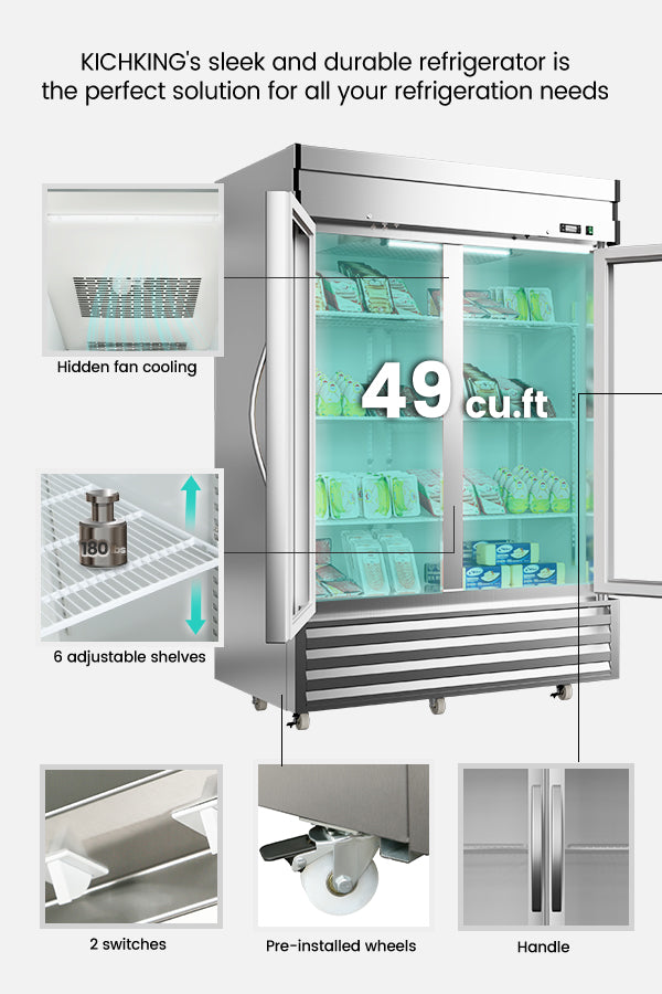 KICHKING Commercial Reach-In Refrigerator Merchandiser