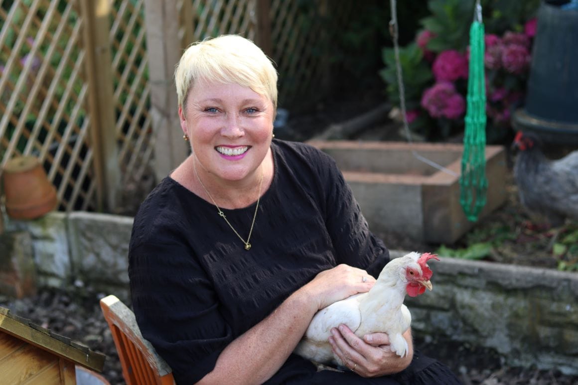 Jenny with chicken