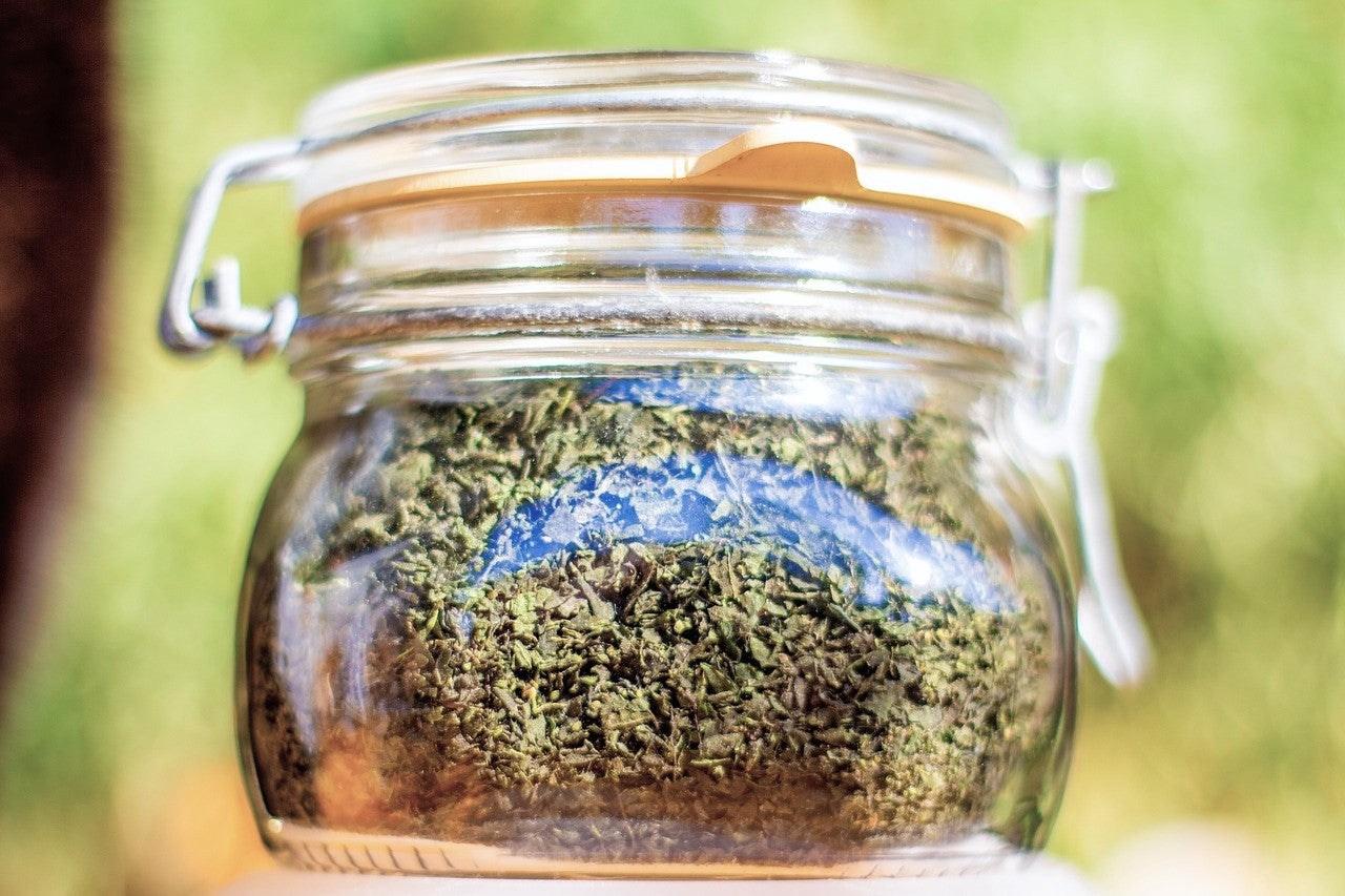 jar of dried herbs