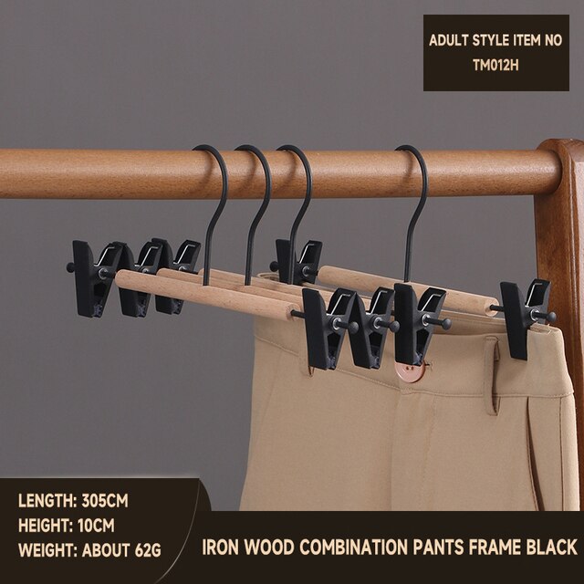 5Pcs Iron+Wood Trouser Hangers