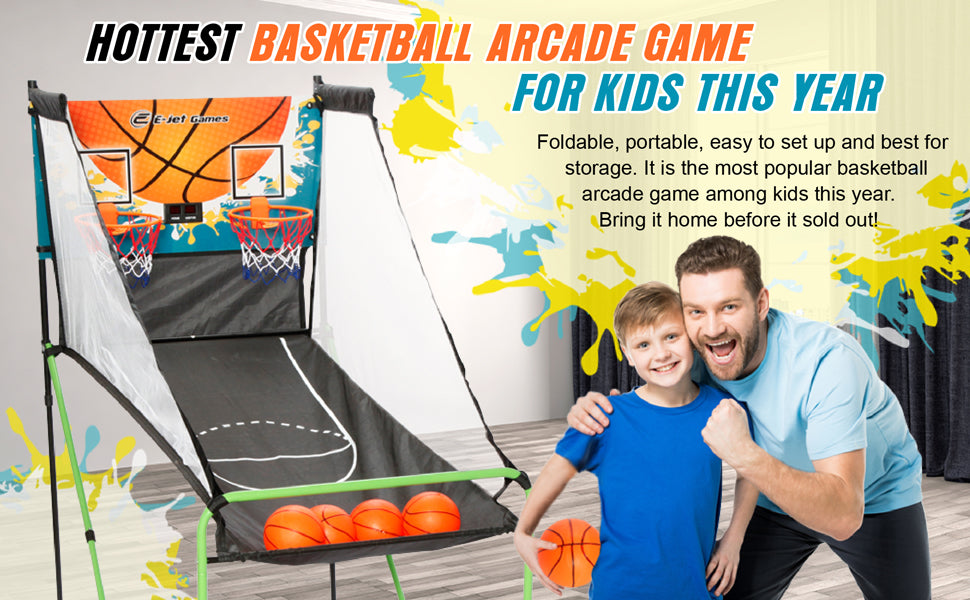 E-JET GAME Basketball Arcade Games (Online Battle and Challenge, Shoot  Hoops)- Electronic Arcade Basketball Games, Dual Shot- Purple in the  Electronic Basketball Games department at