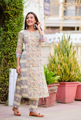 cotton kurti pant set with dupatta