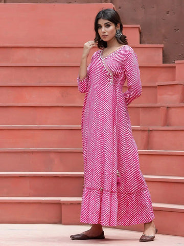 pink_leheriya_printed_dress