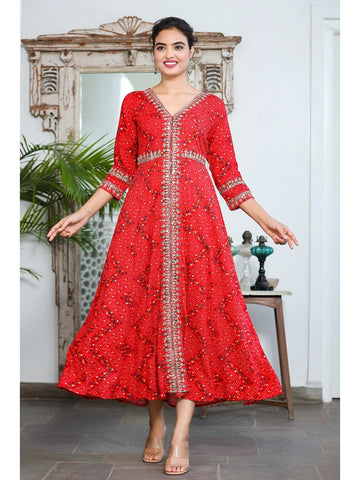 red_bandhani_embroidered_dress